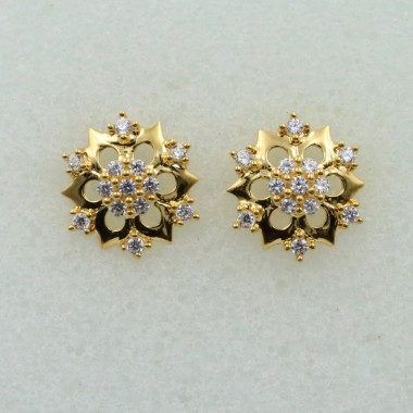 22K Fancy Casting White Stoned Stud